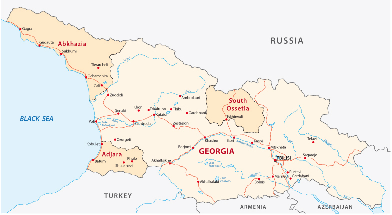 Map of Georgia, Europe