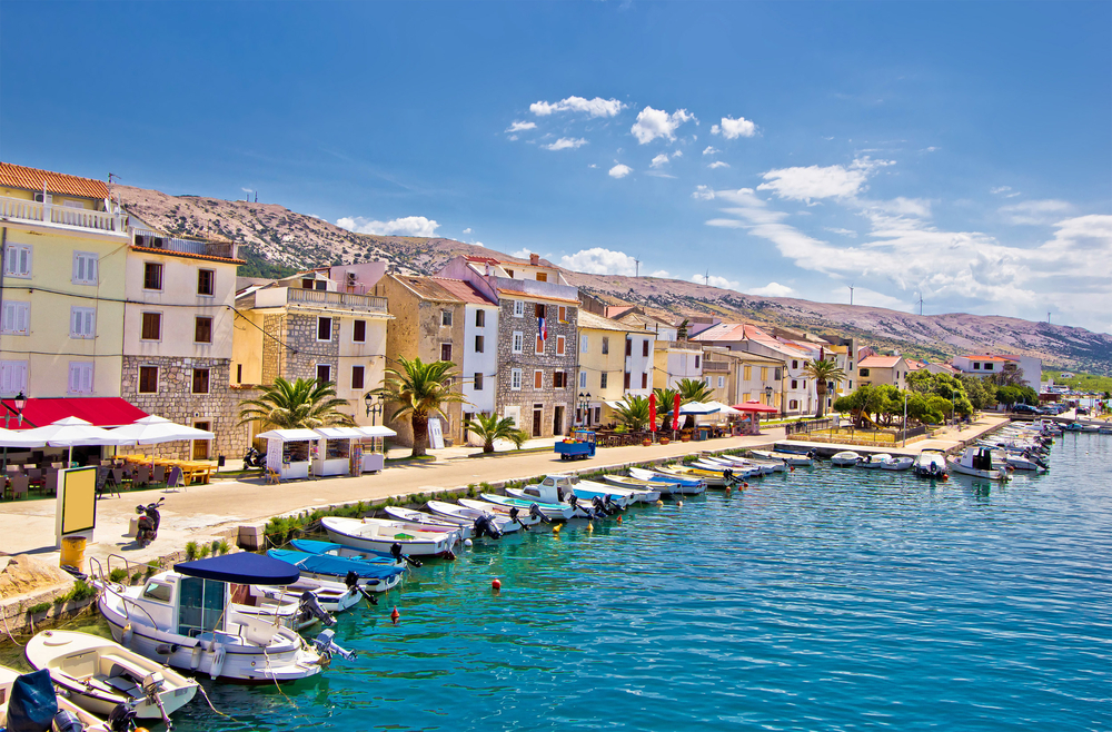 Pag colorful waterfront, Dalmatia, Croatia